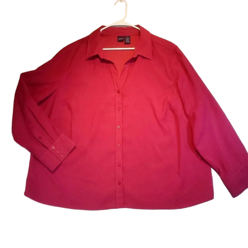 BASIC Women's Long Sleeve Suede like Blouse Size 3X